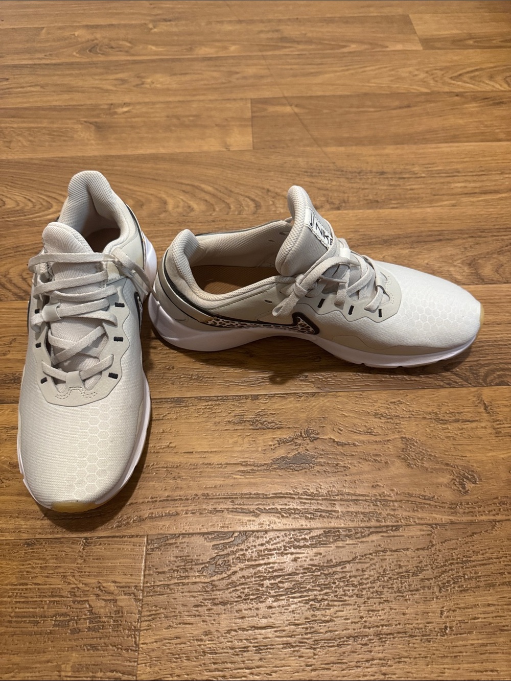 Nike White and Light Gray/ Animal Print Casual Sneakers